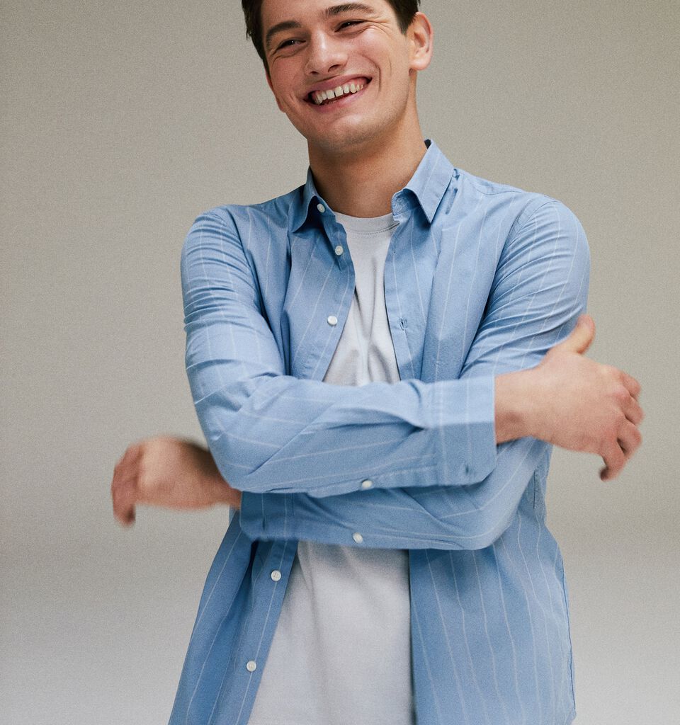 Striped shirt - men's slim fit shirts - Light Blue | Sisley image number 7